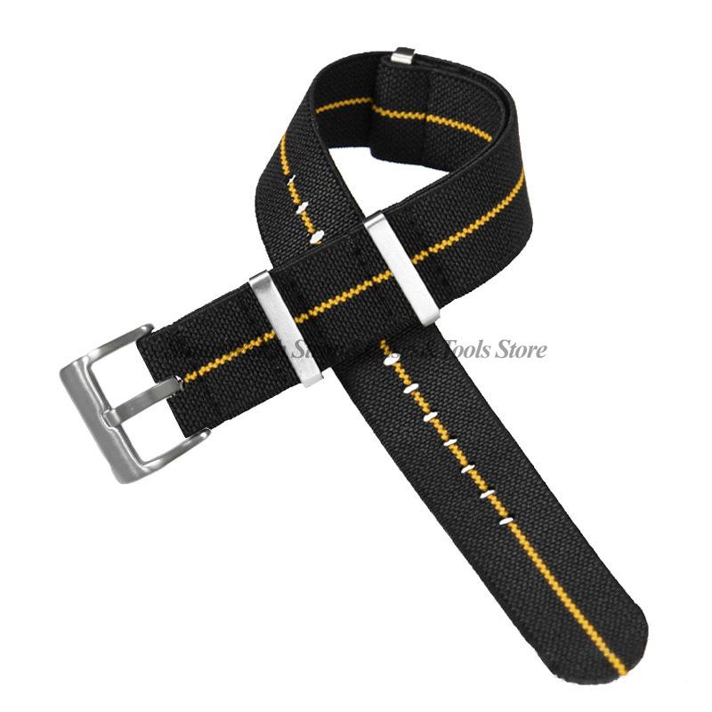 Francúzska parašutistická taška 18 20 22 mm Nylonový elastický remienok na hodinky pre Rolex Vojenský náramok pre Seiko Strieborná čierna spona 18mm&Black Buckle black