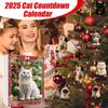 Cat Advent Calendar 24 Days Countdown 2D Acrylic Kitten Ornaments Christmas Tree Decor Holiday Home Car Charm Gift for Cat Lover