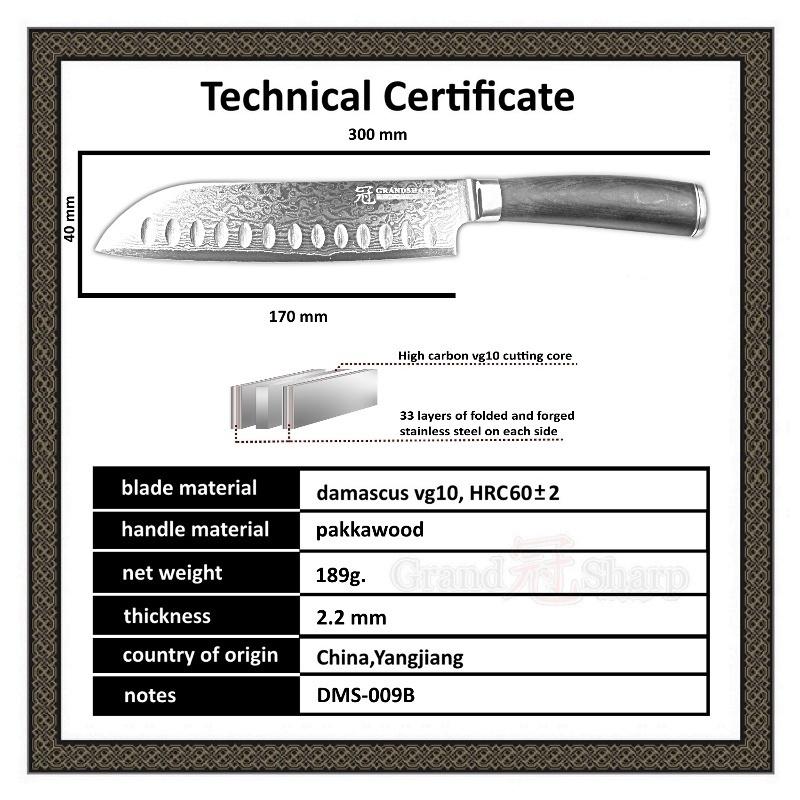 6,7 Zoll Santokumesser VG10 japanischer Damaststahl Sntoku Küchenmesser Kochutensilien des Chefkochs