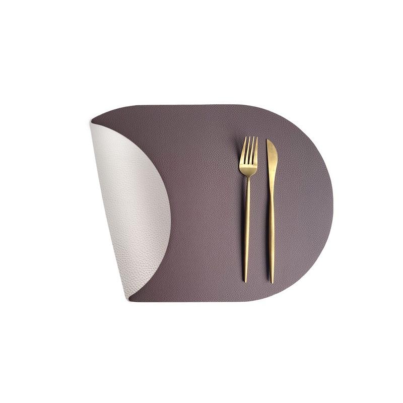 1/2/6PCS Placemat Nordic Elliptical Double-sided Tableware Pad Placemat PU Leather Table Mat Heat Insulation Disc Placemat Pink