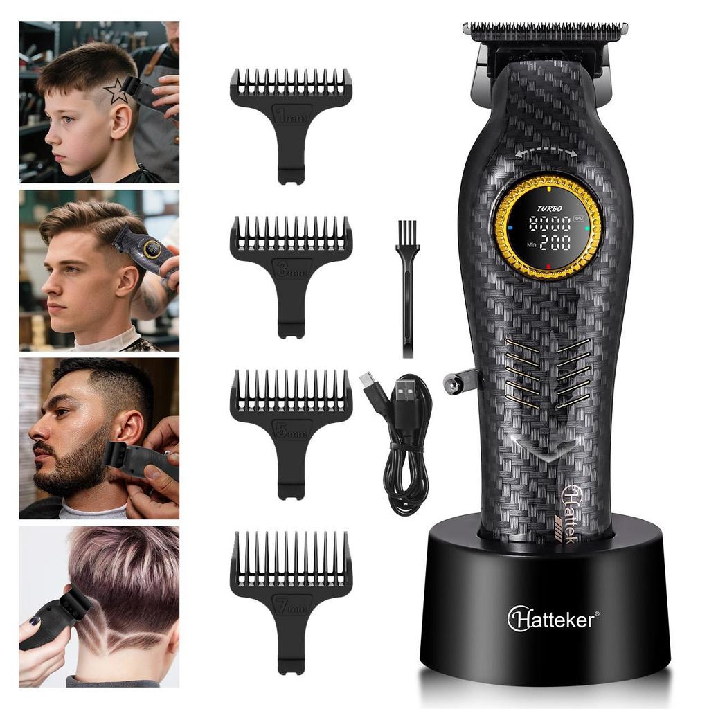 8000RPM Brushless Motor Professional Hair Clipper Base Charger LED Display Hair Trimmer Men's Hair Cutting Machine