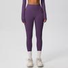 Womens High-Waisted Sports Leggings Solid Color Quick-Dry Double-Sided Brushed Yoga Running Fitness