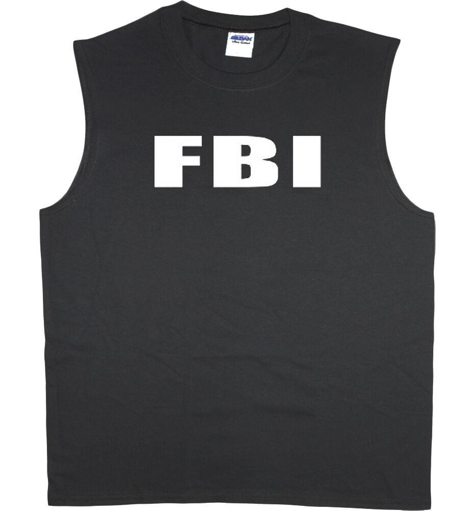 

Sleeveless T-Shirt Fbi Uniform Costume Vest Muscle Tee Tank Top