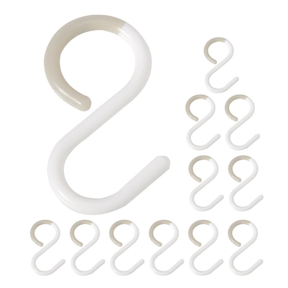 12Pcs S Hooks for Hanging Clothes Rustproof Plastic S-Shaped Hook Home Storage Organizer Bathroom Kitchen Wardrobe Use