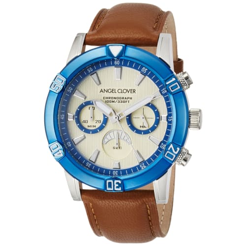

Angel Clover Brio Ivory Dial Chronograph Watch BR43BUIV-LB Men s Brown
