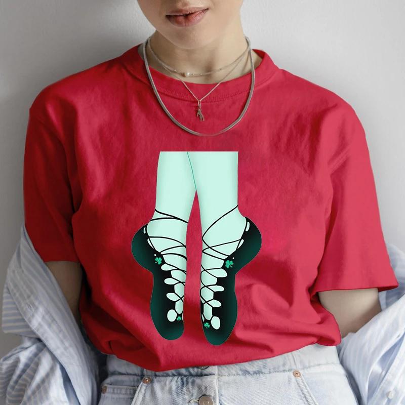 St Patricks Day Irish Soft Dance Shoes Graphic TShirt Unisex Short Sleeve Fashion Tops Female Shirts Tshirts Casual Streetwear