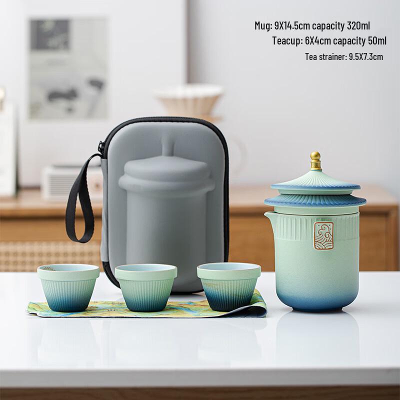 Shangqi Ceramic Chinese Palace Style Portable Travel Tea Set