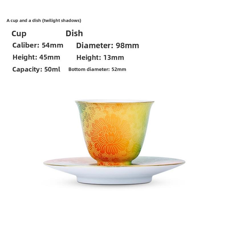 Gubo Carved Flower PorcelainCup Saucer Set Handmade Ceramic Tea Set Chinese Style Tea Cup Coaster Teacup Saucer Home Decor Gift