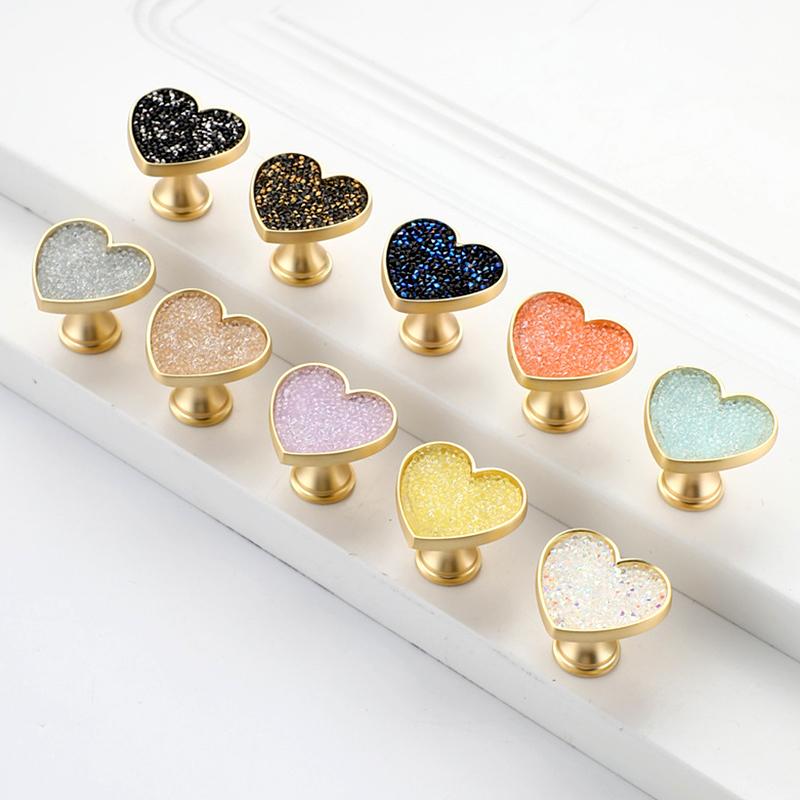 2 ks úchytky zásuvky Originalita Bez vrtání Kreslený S diamantem Moderní úchytka zásuvky Tvar srdce Kovová základna