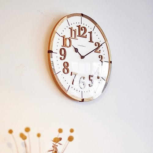 Interform CL-9706 Radio-Controlled Wall Clock, Teal, Brown, White, 30.5cm, Natural, Nordic Style