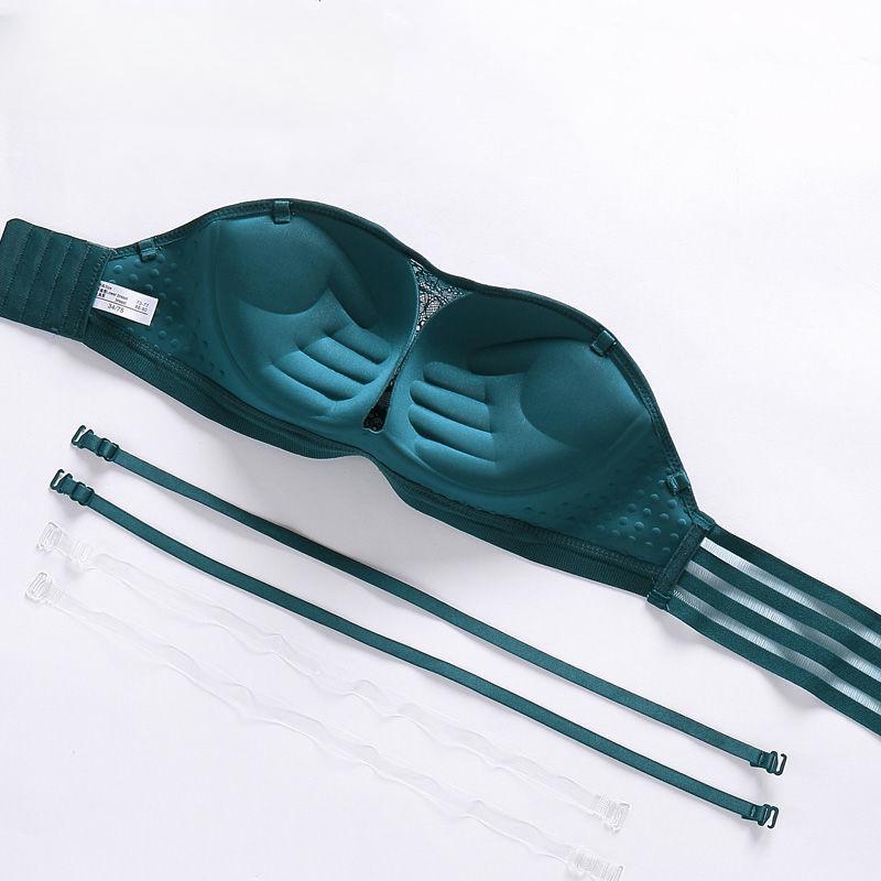 Unsichtbarer BH, trägerloser BH, geraffter Stütz-Slip, rutschfeste Hochzeitsunterwäsche, umwickelte Brust