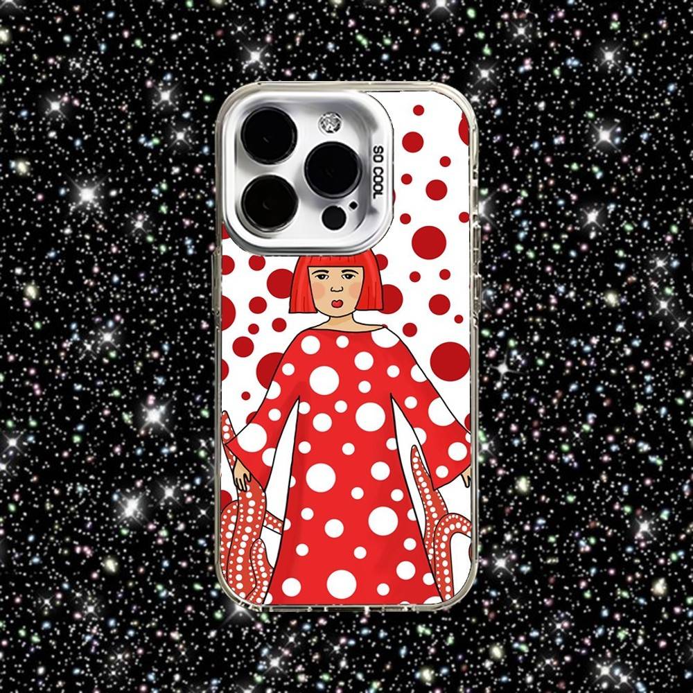 

Y-yayoi K-Kusama Художественный Чехол для Телефона Для iPhone 16,15,14,13,12,11,Pro,XS,Max,Plus,Mini,SE Белый Конфетный Матовый Ударопрочный Чехол iPhone13PRO