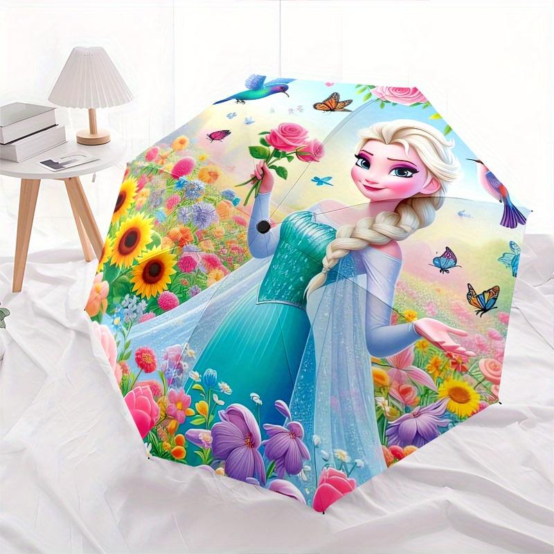 

Disney Elsa,Flowers,Fantasy Manual Opening and Closing Umbrella, 8-Rib Reinforced Folding Design, Lightweight