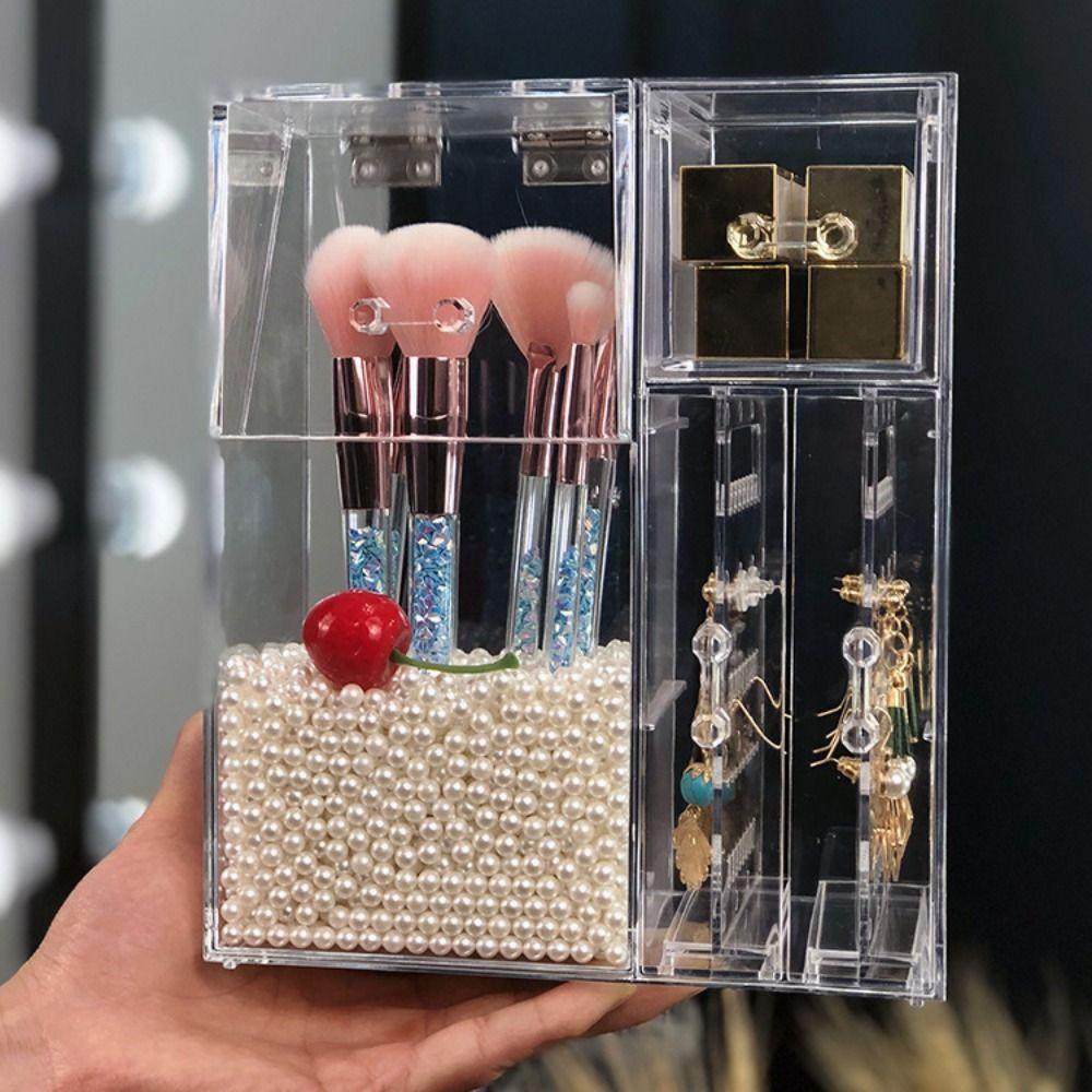 Acrylic Makeup Brush Holder Transparent Beauty Brush Container  Vanity Table