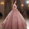 European and American Pink Heavy Industry Evening Dress Flower Design High-end Banquet Adult Ceremony Fairy Princess Dress