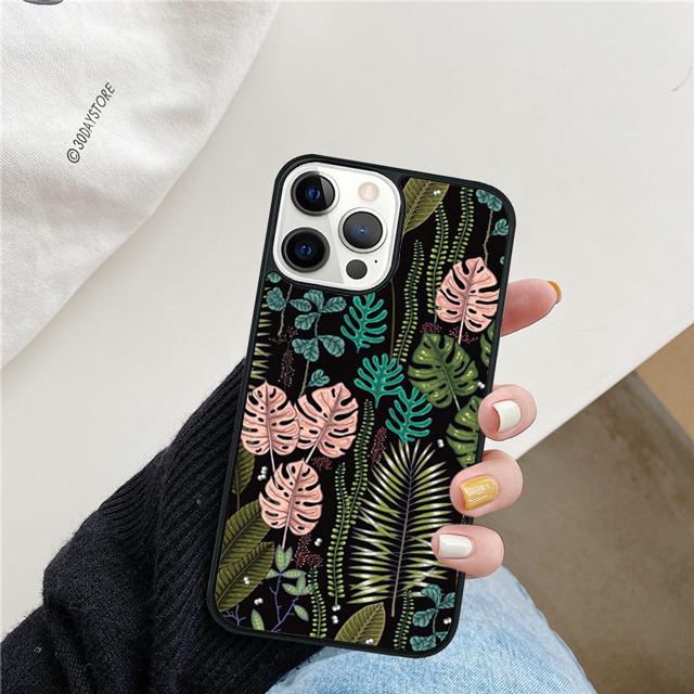 Monstera Blüte Tropische Grüne Blätter Handyhülle Cover für iPhone 17 Air 16 15 14 13 11 12 Pro Max PlusS Hülle