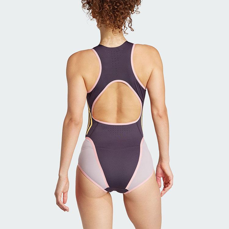 Adidas Adizero Leotard Short Sleeve Running Color Blocked Bodysuit Women Bodysuit Black Purple IN1204