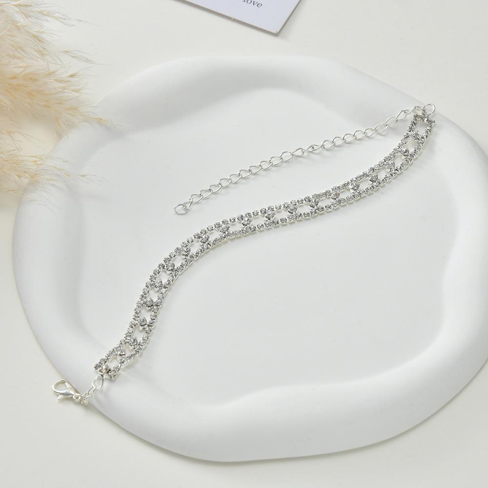 Fashion Shiny Rhinestone Ankle Bracelet Clear Crystal Chain On Leg Anklet For Women Summer Beach Party Jewelry Accessories
