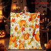 1pc Autumn Plant Style Pumpkin Maple Leaf Flannel Plush Blanket, Digital Print with Harvest Elements Full Pattern, Visually Soft And Rich Layers. Prem