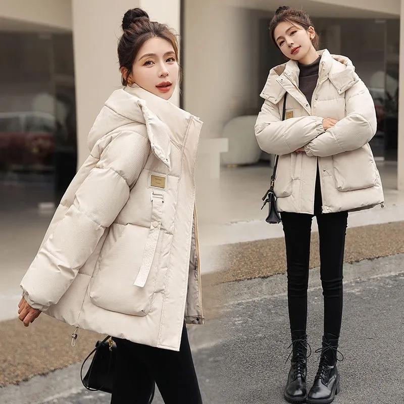 Women Parkas Winter Thick Casual Hooded Fashion Cotton Warm Short Jackets Korean Zipper Snow Wear Coats Puffer Parka