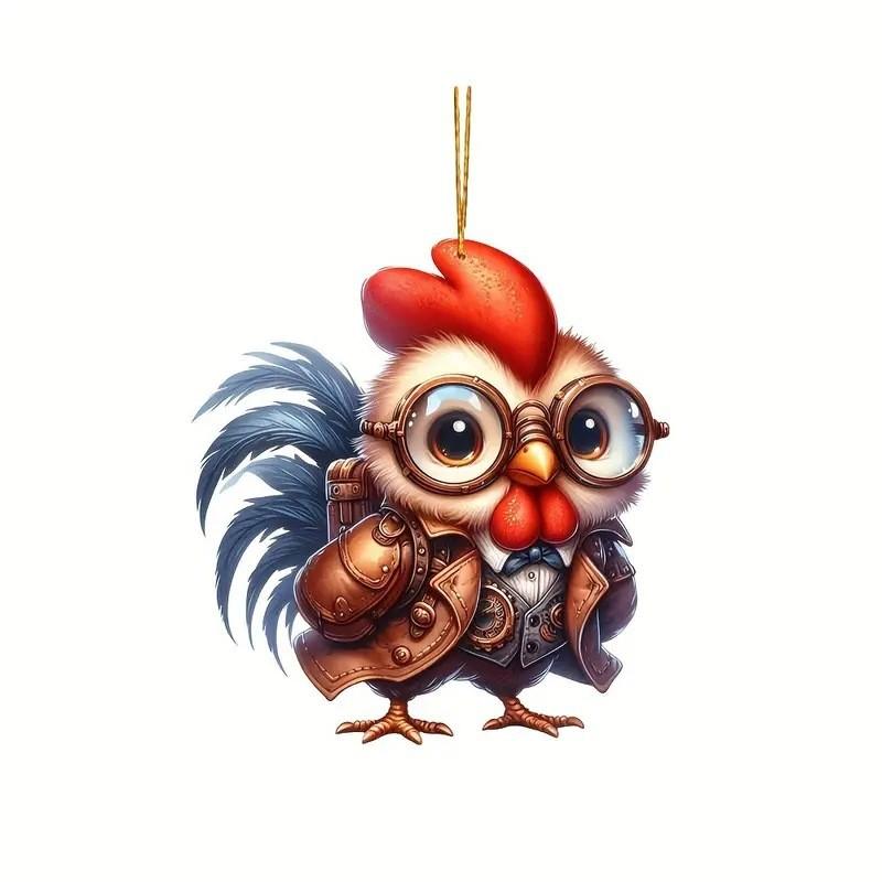 

Мультяшное яркое акриловое украшение в виде курицы для радостного дома и праздничного украшения машины