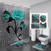 3D Waterproof Mildew-Proof No-Drill Shower Curtain Set for Bathroom 