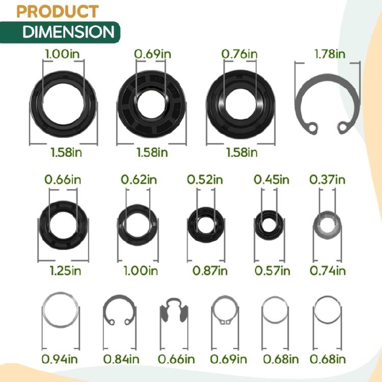 Set di ricambio guarnizioni ingranaggi idraulici 70853 Kit di revisione/ricostruzione anelli di tenuta per tosaerba Hydro Gear