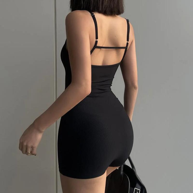 Solid Backless Tank Bodysuit Sexy Hot Camisole Top Jumpsuit Women's Bodycon Summer Black Sleeveless Slim Rompers Y2k Clothing