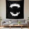 White Fangs On Black Background Patterned Tapestry Decorative Wall Hanging, Home Bedroom Living Room Decor