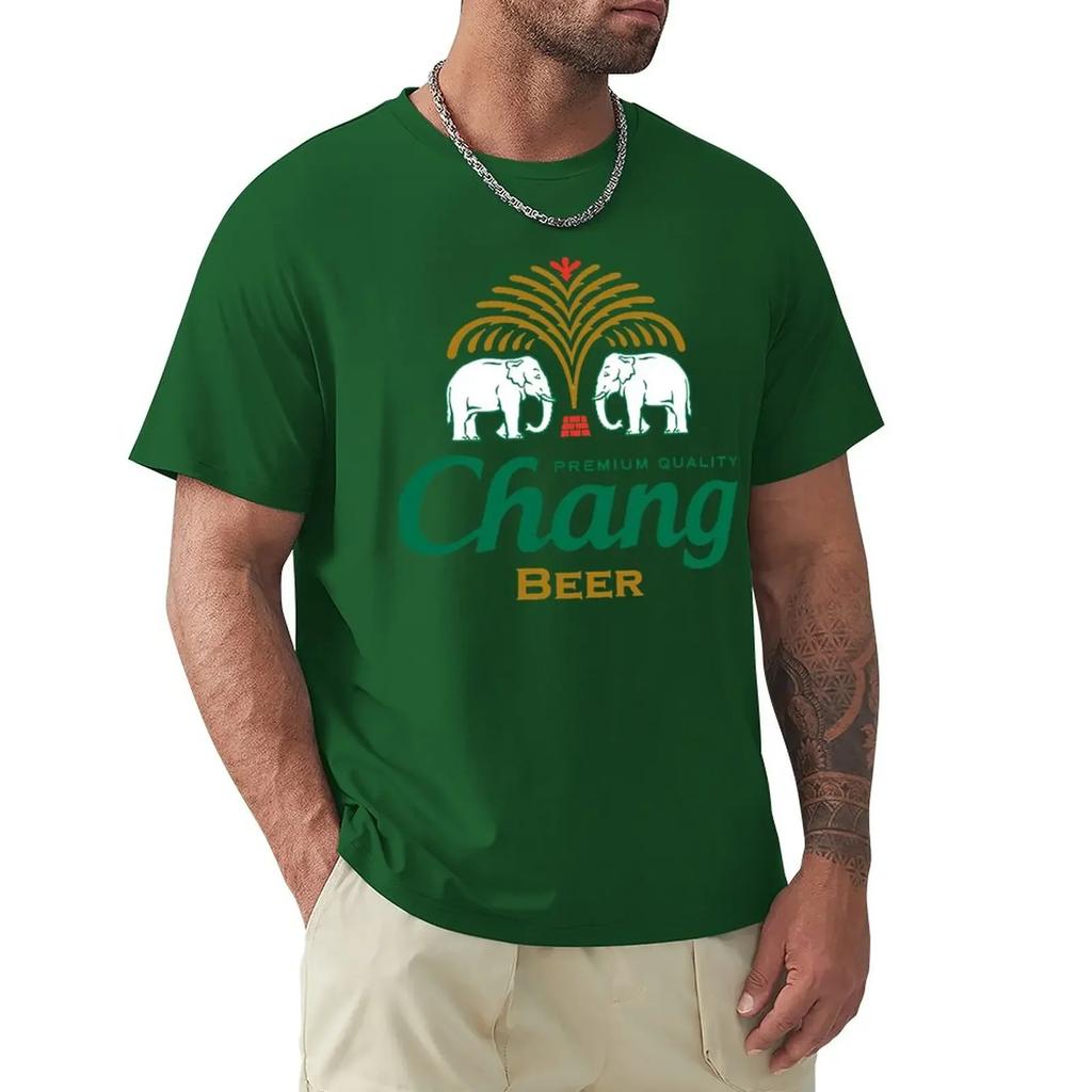 Thailand Chang Beer Bottle Label ?????? ???? T-Shirt Hippie Clothes Sweat T-shirts for Men Cotton