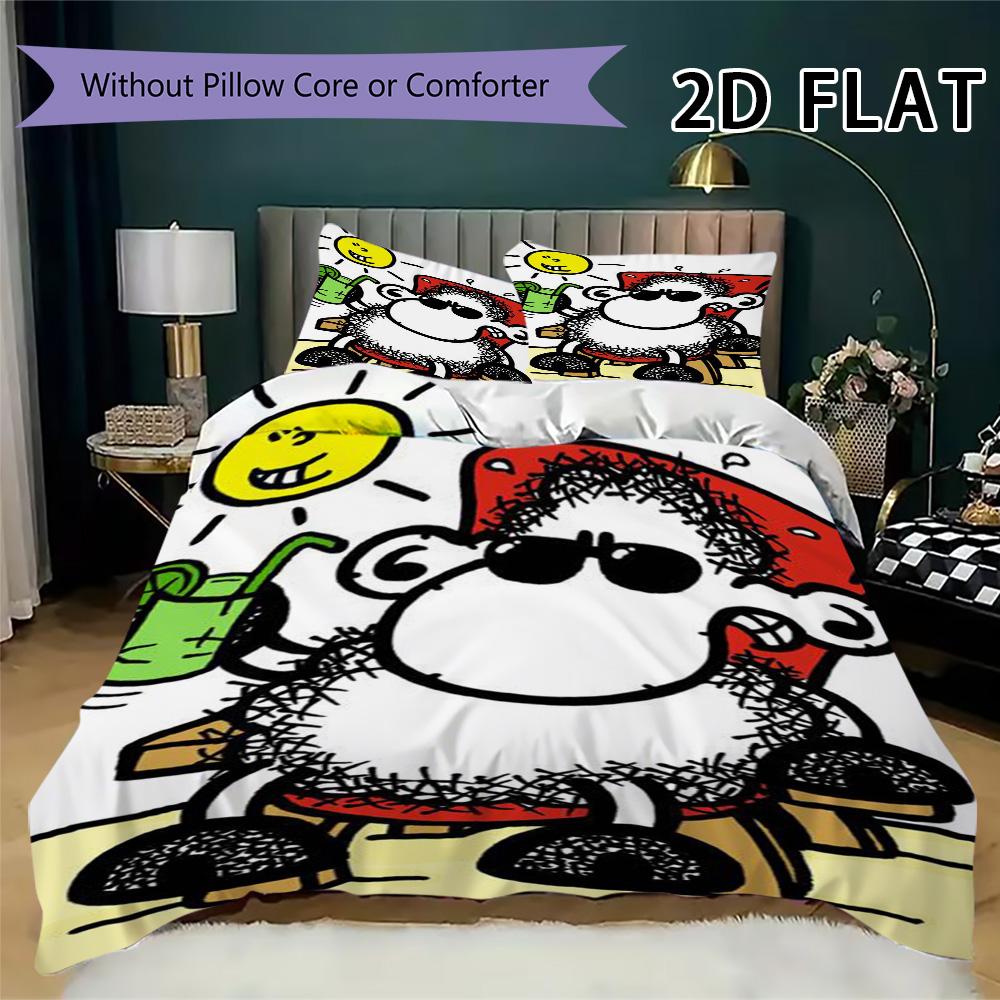 Sheepworld Pattern Bedding Uilt Set Uilt Cover Pillowcase Home Decoration Birthday Gift (1 * Duvet Cover + 2 * Pillowcase Without Core)