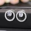 Huitan Fashion Contracted Design Round Shaped Stud Earrings for Women Ear Piercing Sparkling Cubic Zirconia Statement Zircon