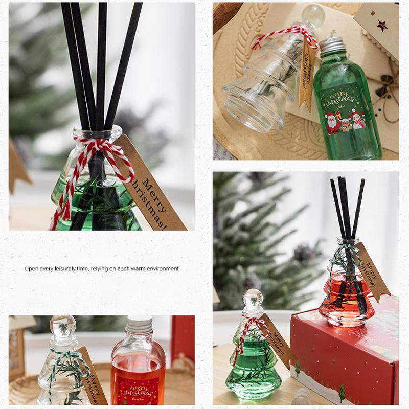 1PC Flameless Souvenir Aromatherapy Fresh Gift Box Ornament Glass Indoor Fragrance Long-lasting Christmas Tree Home