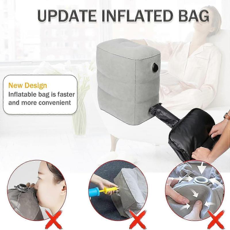 Travel Inflatable Footrest, Adjustable Three-Layer Height Footrest, Suitable For Airplanes, Cars, Ho