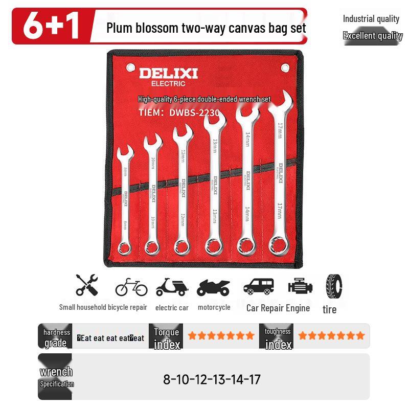 Delixi Ratchet & Open-End Combination Wrench Tool Set