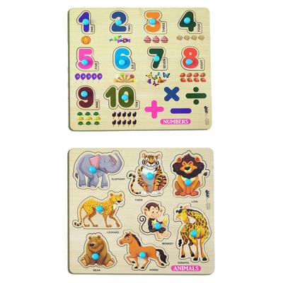 Bit Feex Kids Fort Pre Nursery Educational Jigsaw Puzzles for Adults Kids Learning Toys Kit Board Game 2 Pcs Set of Numbers & Animals. Educational Toy