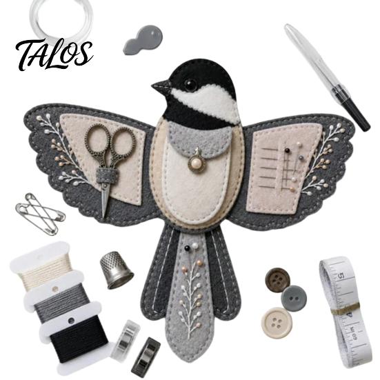 Contenitore per Materiali Creativi da Viaggio a Forma di Uccello in Feltro Organizzatore per Cucito Kit Fai da Te, Borsa Decorativa Portatile per Artigianato con Scomparto per Forbici e Tappetino per Aghi,