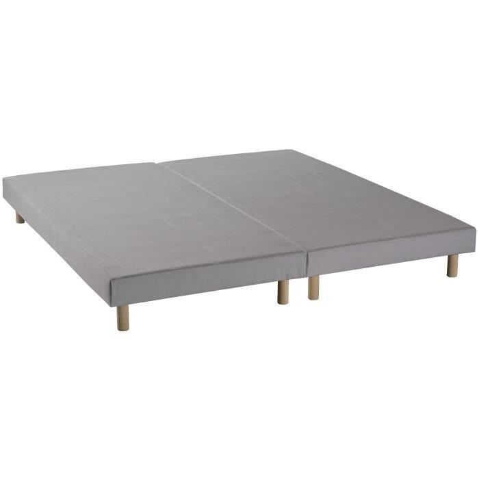 DEKO DREAM Rakenne - Upholstered Slatted Bed Bases 2x90x200 - Solid Grey Wood + Feet