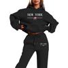 Women's European & American Cross-Border Long Sleeve Autumn/Winter Hoodie & Sweatshirt Set