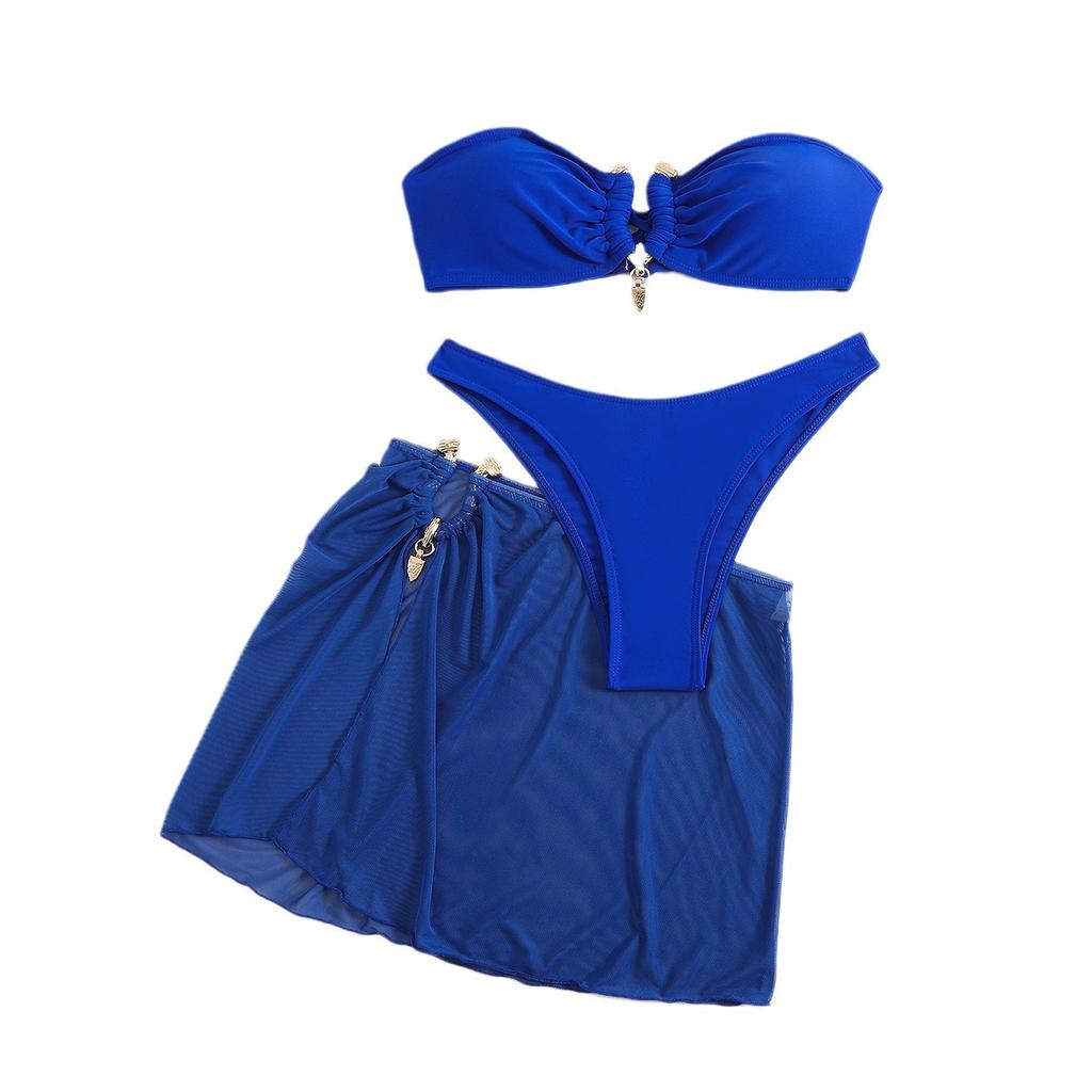 1011 Hot Selling Sexy Bikini Three-piece Swimsuit Women's European and American Popular Beach Tether Bikini Swimsuit