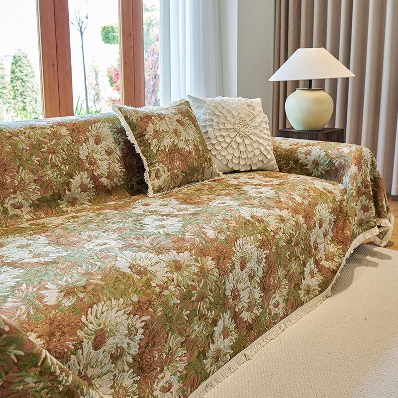 

Винтажный чехол на диван из хлопка и льна, нескользящий, устойчивый к пятнам, универсальный, на все сезоны, защищающий от царапин кошек, цельный чехол-накидка на диван, плед 180 x 420 cm