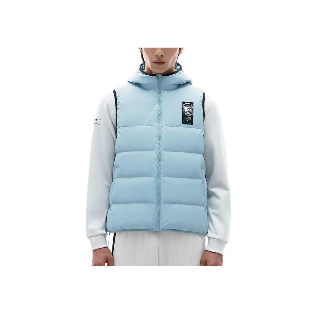 Anta Logo Muster Reißverschluss Kapuze Ärmellose Daunenweste Unisex Westen Blau 172241902-2
