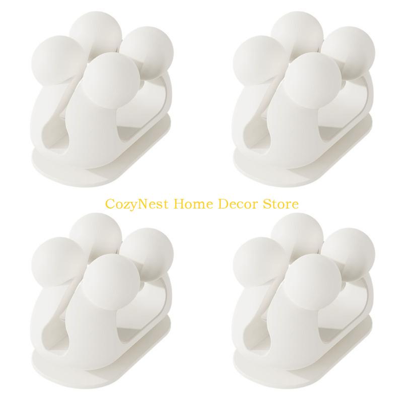 

92MF Pack Of 4 Simple silicone Hooks Storage Hangers For Easily Wall Mounting білий