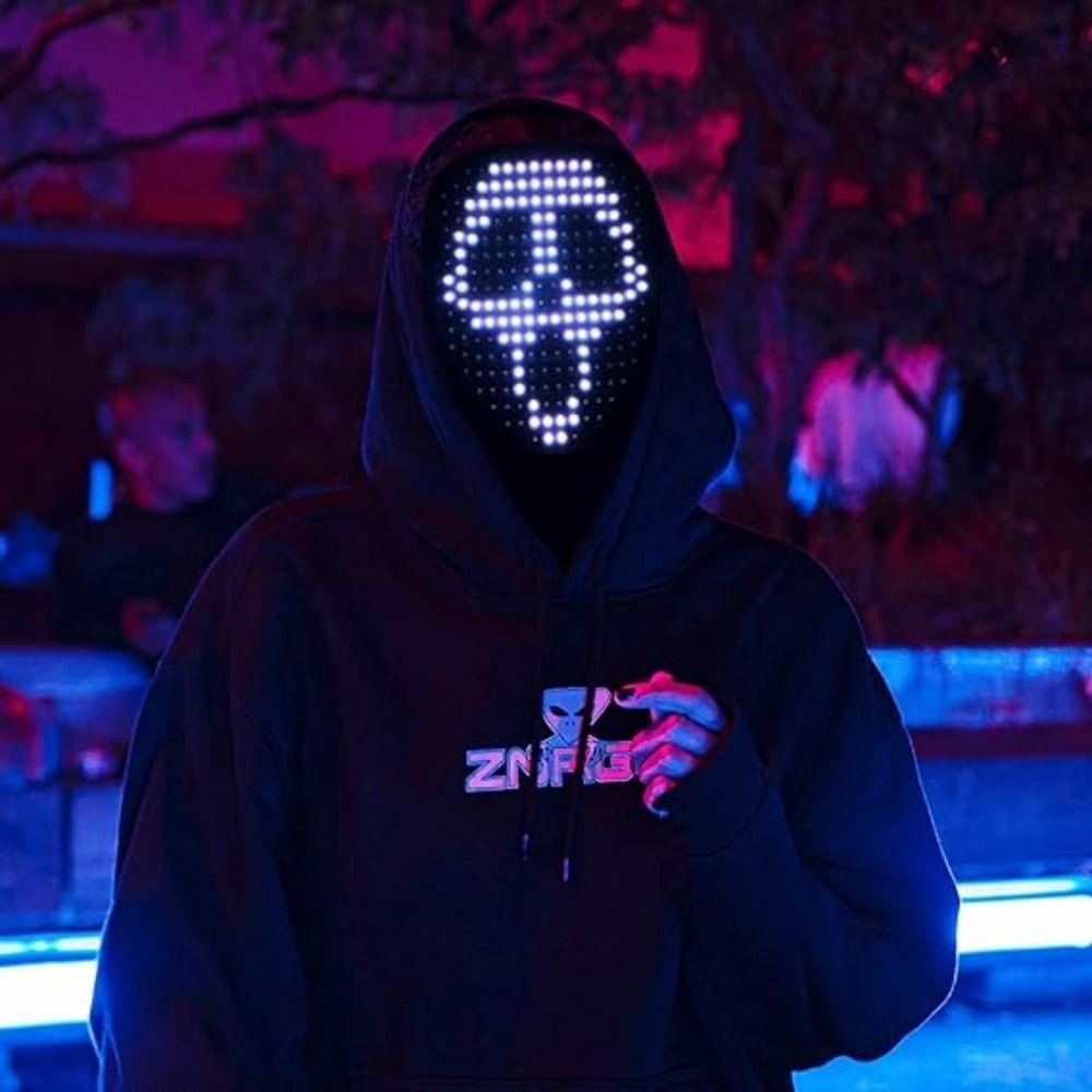 LED Lighted Halloween LED Mask Change Face Sensing Face Masks Comfortable Light Up Mask Unisex