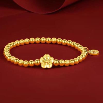 Pfirsichblüten-Goldarmband: Schmuck im Zhou-Familienstil für Damen - Runde Perlen-Handkette, Perfekt als Geschenk zum Tag der Göttin.