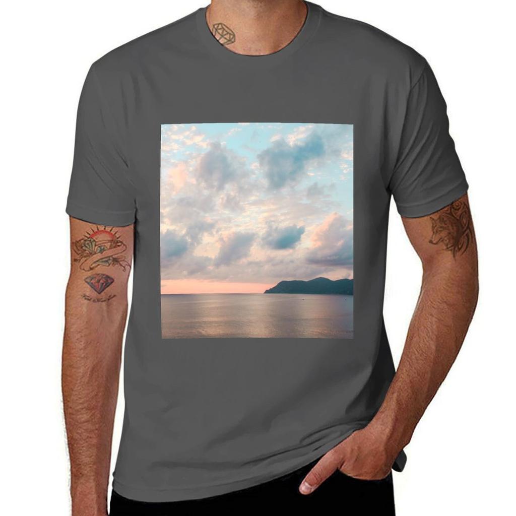 Sunset On The Ocean Tshirt Large Size Casual Tee Shirt Tshirt