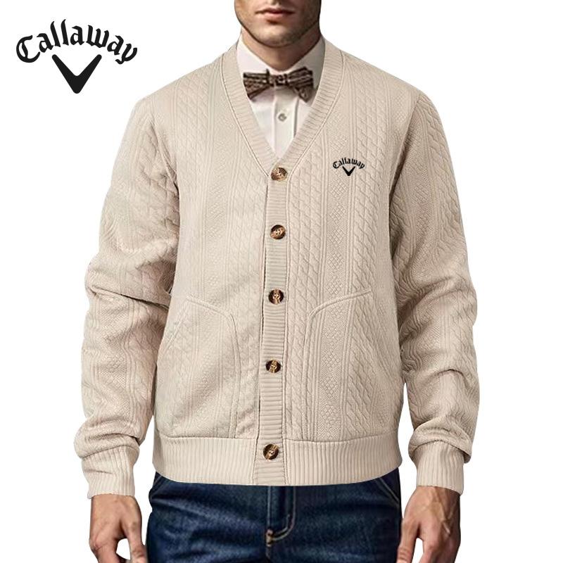 

Callaway 2024 Embroidered Autumn/Winter New Trendy Fashion Casual Men s Jacquard Cardigan Buckle Knitted Slimming Coat S темно-синий