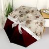 1pc Vintage Floral Lace Trim Bow Umbrella with Plastic Handle,Suitable for All Seasons UmbrellaPT582