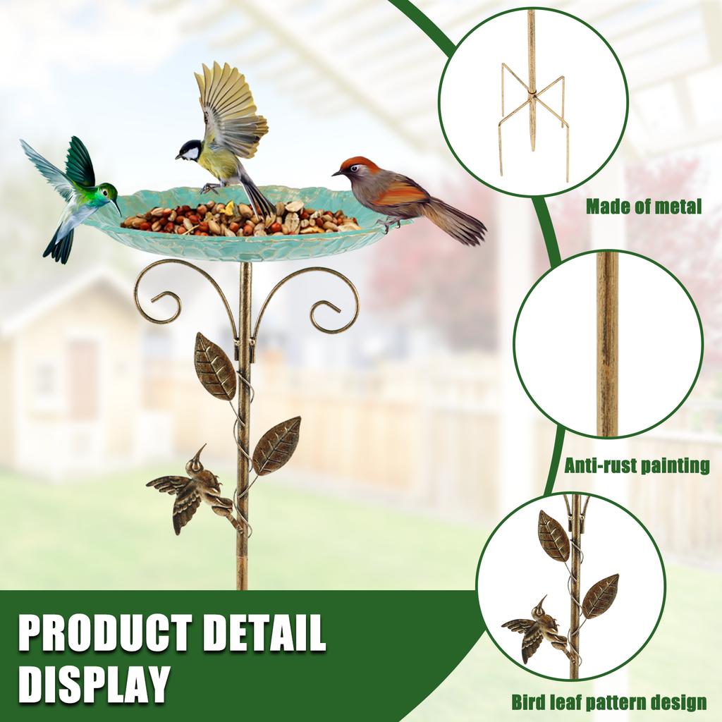 Metal Bird Bath for Outside Vintage Birdbath with 5 Prongs Base Stake Versatile Outdoor Bird Bath for Garden Patio Yard Lawn