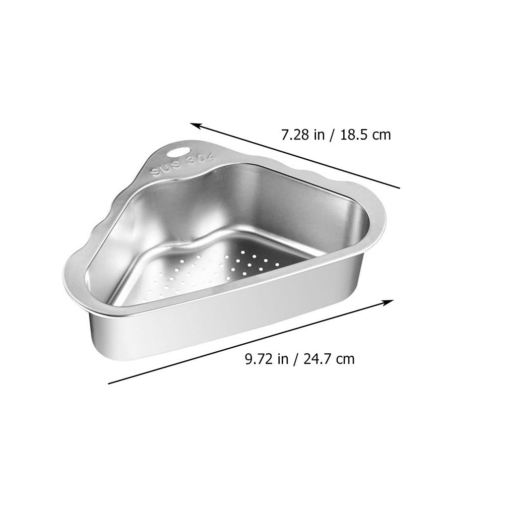 Triangle Sink Corner Basket Stainless Steel Kitchen Strainer Sink Drainer Rack Triangle Corner Filter Basket Home серебряный